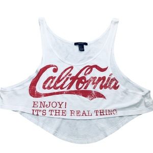 FOREVER 21 - “California - Enjoy! It’s The Real Thing” Cropped Oversized Tank S